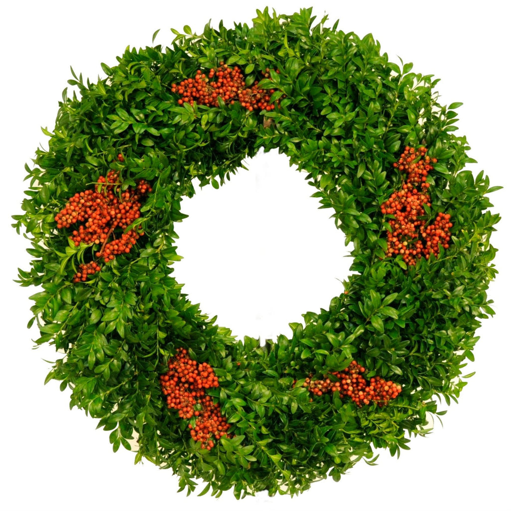 Holiday Original Boxwood Wreaths With Berries