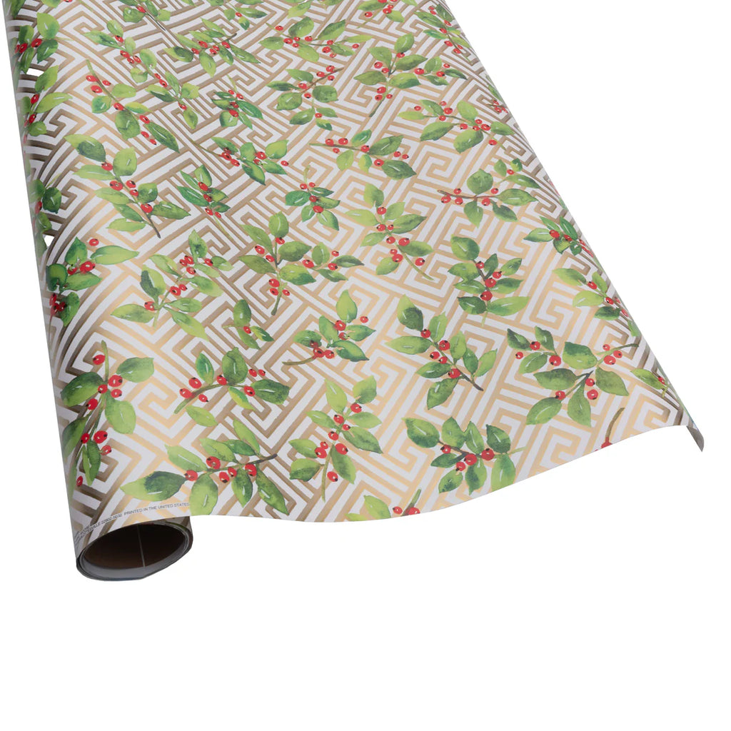 Holly and Fretwork Roll Wrap 30"x8'
