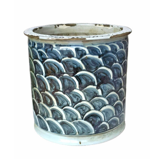 Rustic Blue Fish Scale Orchid Pot