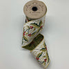 4"x5yds Satin Embroidery Two Tone Green Holly Ribbon