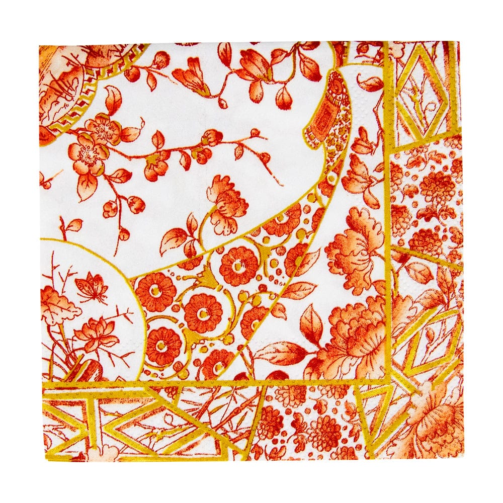 Gilded Porcelain Coral Cocktail Napkin