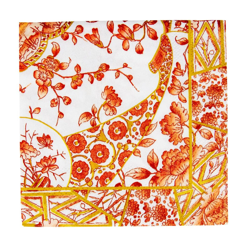 Gilded Porcelain Coral Cocktail Napkin