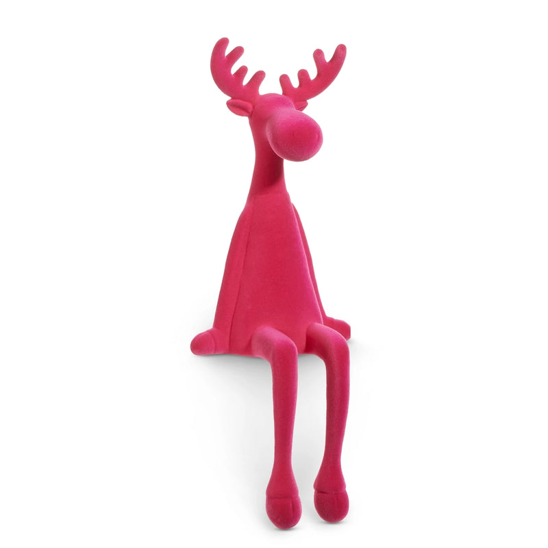 19" Hot Pink Flocked Sitting Moose