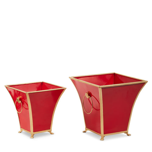 Red + Gold Cache Pot