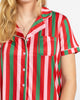 Gumdrop Stripe Short Sleeve Button Up Sleep Shirt
