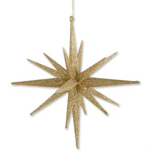 18 Point Gold Glitter Star Ornament 8"