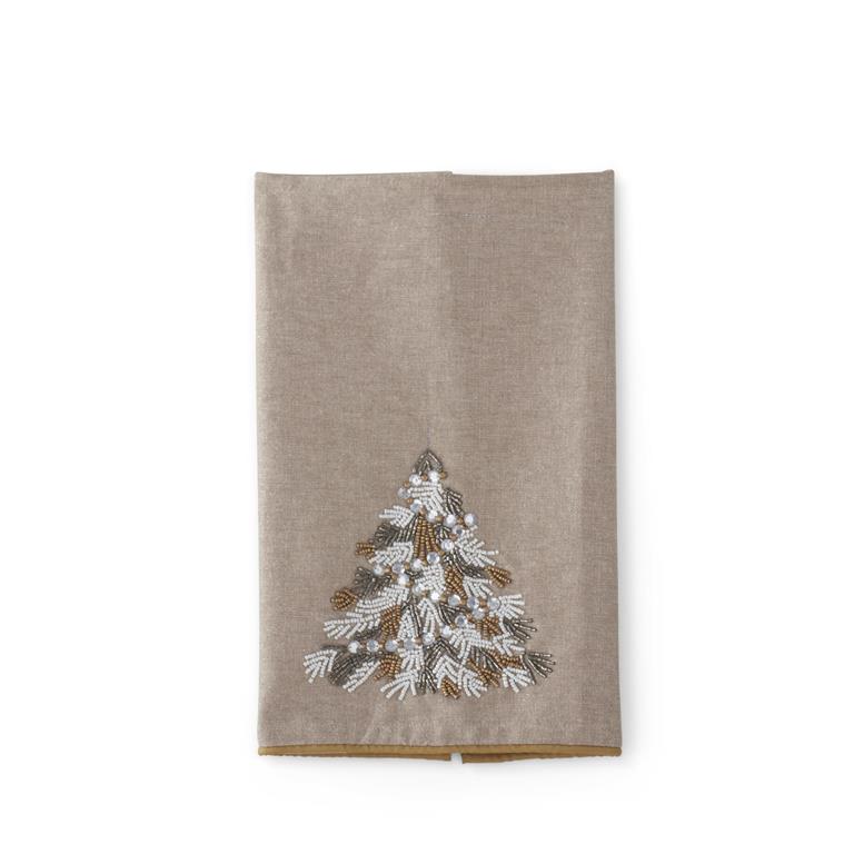 28" Beaded Christmas Tree Hand Towel