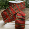 Metallic Dupion Plaid Ribbon, green/black/red