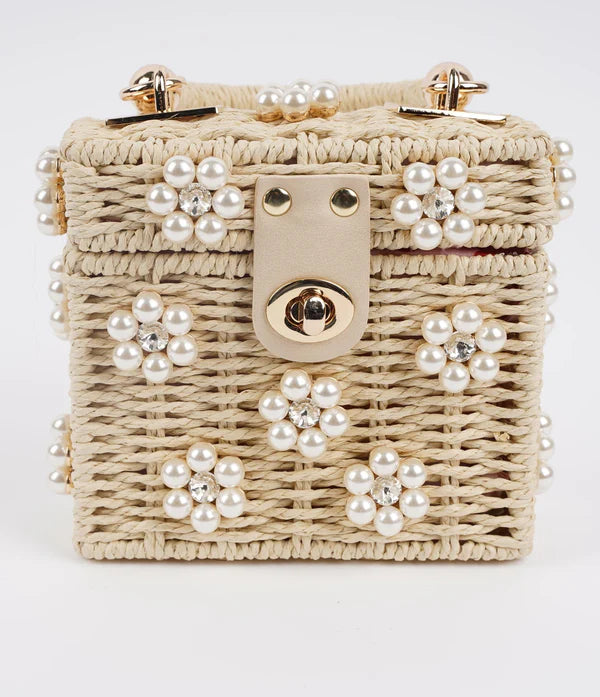 Wicker Bucket Daisy Flower Purse