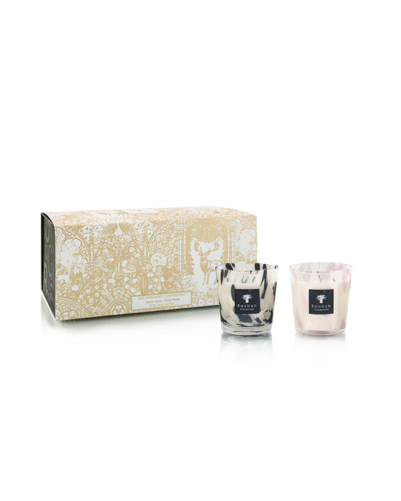 BLACK & WHITE PEARLS CANDLE DUO
