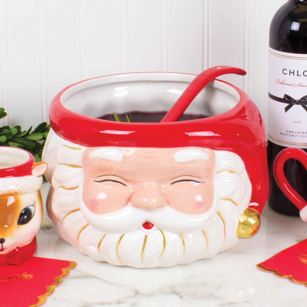 Red Santa Punch Bowl & Ladle