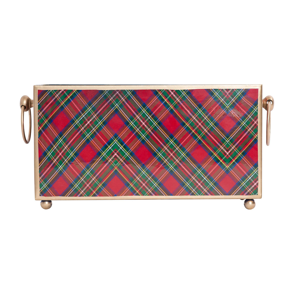 Royal Tartan Enameled Rectangular Cachepot Planter 6x12