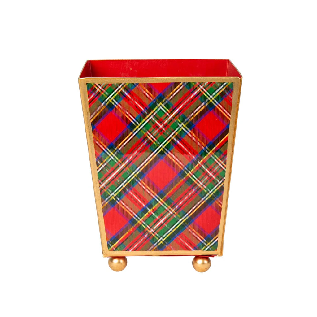 Royal Tartan Enameled Square Cachepot 4"