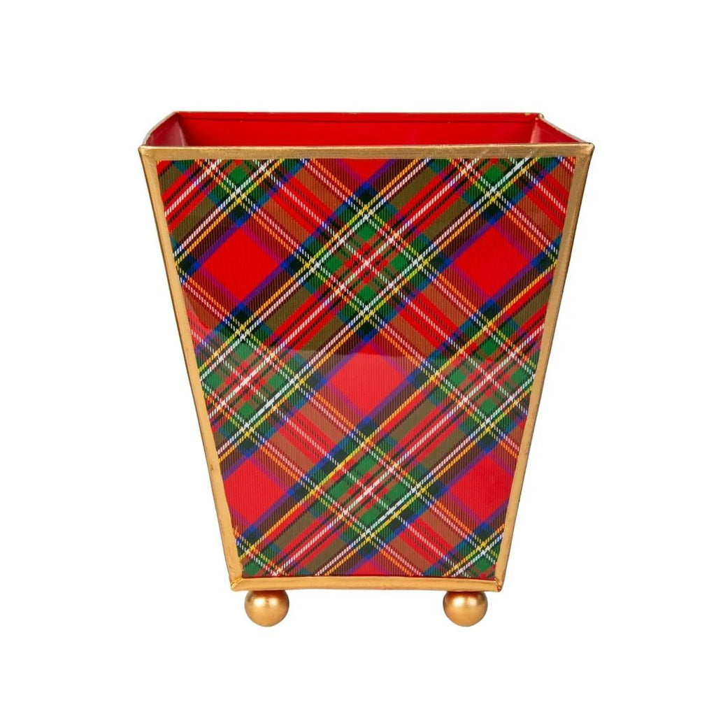 Royal Tartan Enameled Square Cachepot 6"