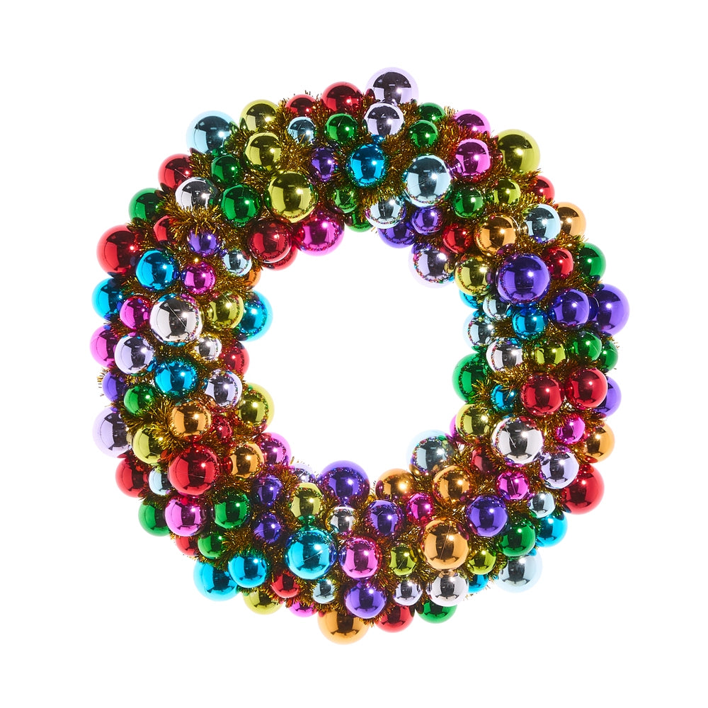 24" Multicolor Ball Ornament Wreath