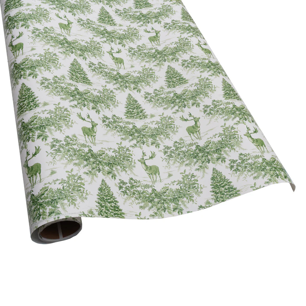 Christmas Toile Green Roll Wrap 30"x8'