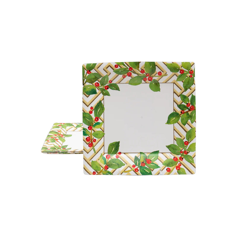 Holly and Fretwork White Salad/Dessert Plates