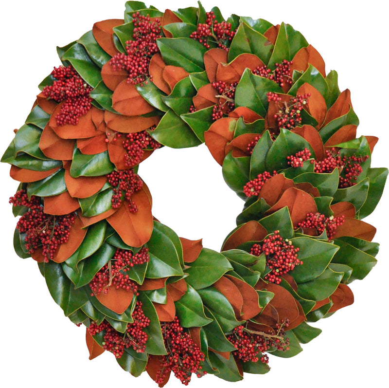 Holiday Classic Magnolia Wreaths with or without Red Berries - 3 Sizes!